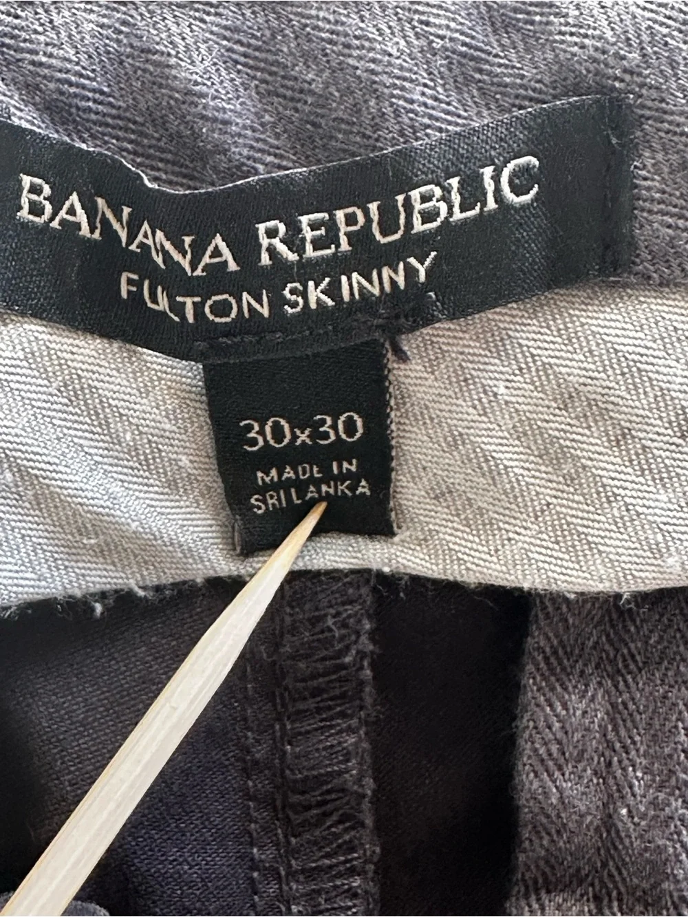 Banana Republic Fulton Skinny Chino Pants 30x30 Dark Charcoal Navy Slim Fit